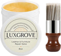 LUXGROVE® Wood & Leather Furniture Repair Salve with Brush, Conditioner & Polish for Couches, Car Seats, Tables, Cabinets, Shoes, Purses, Boots & Saddles, Helps Revive Dry, Dull & Scuffed Surfaces,8oz