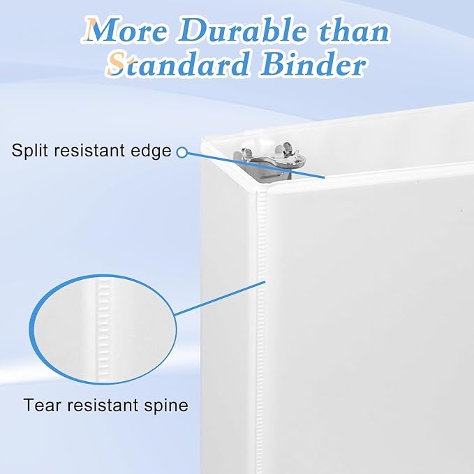 CIXILDTS 2-inch D Ring Binders, Fit US Letter Size Paper, 2" 3 Slant-D Ring Binder with 2 Pocekts, 12-Pack, White