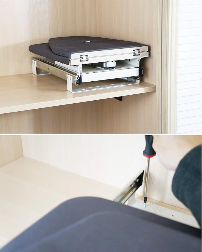 SAROSORA Retractable Ironing Board Closet Pull-Out Stow Away in The Cabinet Easy to Install (Navy Blue)