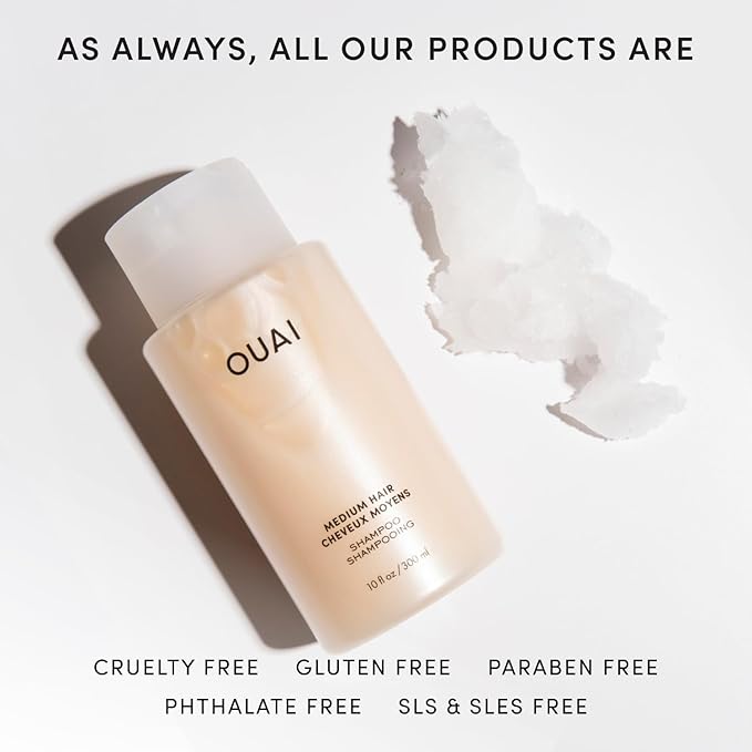 OUAI Medium Hair Shampoo - Hydrating Shampoo for Color Treated Hair & Dry Scalp - Nourishes, Strengthens, Reduces Breakage & Adds Shine - Coconut Oil, Babassu, Keratin - Sulfate Free, 10 Oz