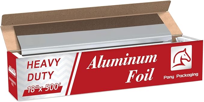 6 Count Heavy Duty Aluminum Foil Roll for Food 18 Inches 500 FT Heavy Duty Food Safe Foil Wrap Pony Package
