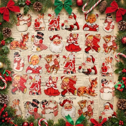 Huwena 36 Pcs Vintage Christmas Tree Ornaments, Classic, Red White