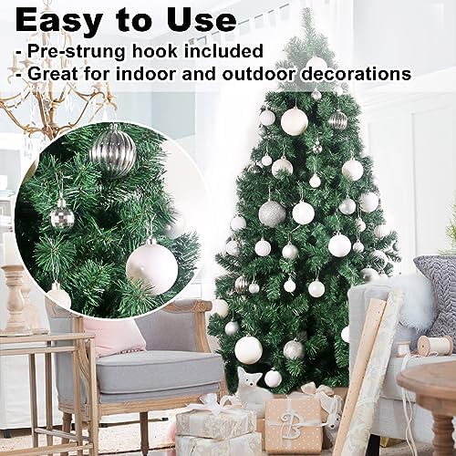 White & Silver 3.2" Large Christmas Balls - Christmas Tree Decoration Ornaments Shatterproof Hanging Balls for Birthday Halloween Holiday Wedding Decorations Set of 18pcs