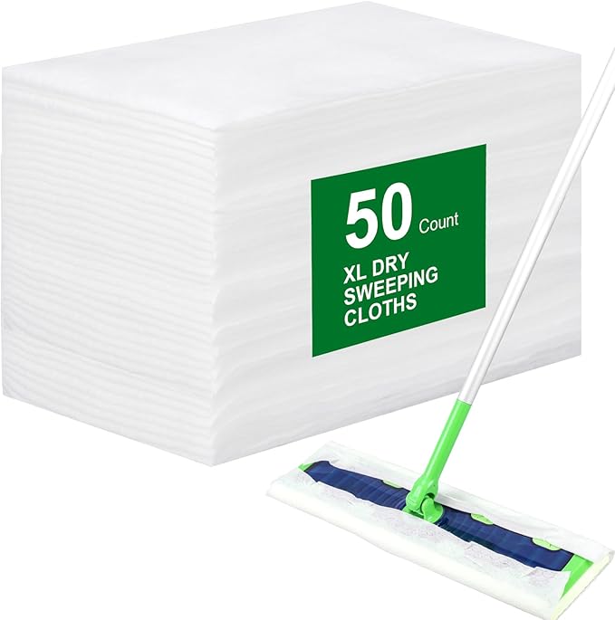 50 Count Disposable XL Dry Sweeping Cloths + 6 Pack Reusable Microfiber Mop Pads for Swiffer Sweeper XL Mop (Mop is not Included)