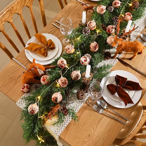 Outus 16 Pcs Christmas Tree Ball Ornaments Vintage Christmas Reindeer Decorations for Tree Colorful Xmas Decorative Hanging Ornaments for Farmhouse Home Fireplace Decoration Holiday Party Favors