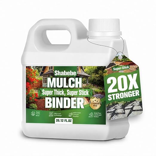 Mulch Glue for Landscaping, 26.12oz Concentrated Mulch Adhesive & Rock Binder, Covers Up to 2X More Area, Weather-Resistant Gravel Stabilizer for Garden Beds, Paths & Borders