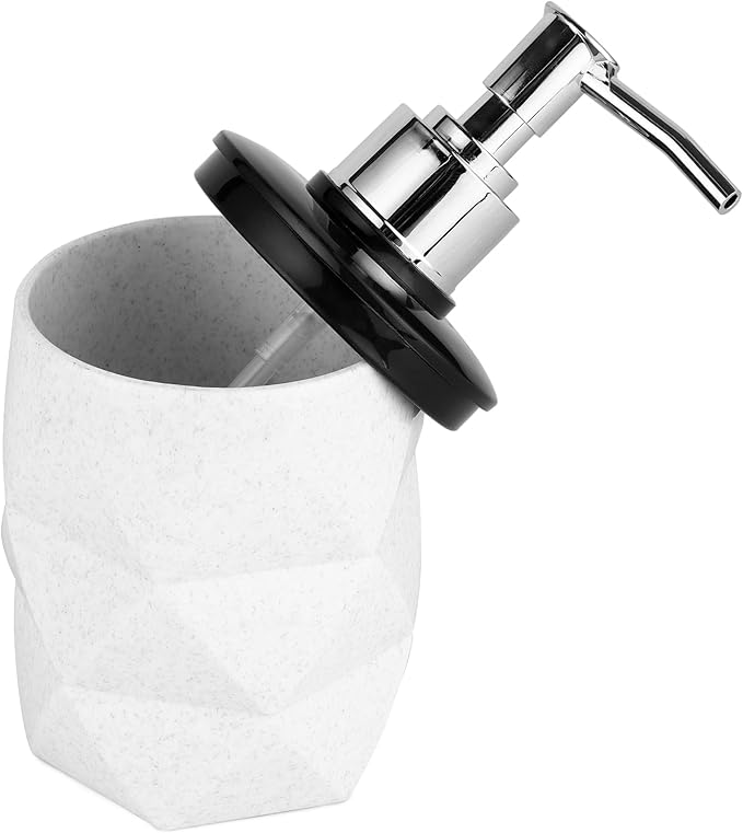 Toothbrush Holder and Handwash Liquid Dispenser for Wash basin, Set of 2, Bathroom Accessories, Unbreakable Plastic Organizer, Bathroom Essentials, Handwash, Sanitizer, Shampoo, Lotion (White)