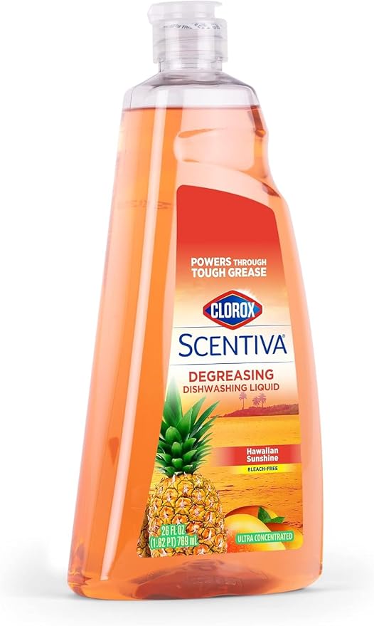 Clorox Scentiva Dish Soap with Island Sunshine Fragrance, Tropical Aromatic Scent, Grease-Fighting Dishwashing Liquid, 26 Fl Oz, 2 Pack Multi-Pk