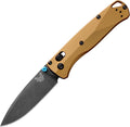 Benchmade Bugout EDC Knife, M390 Steel Blade (535BK-07) | Burnt Brass Aluminum handle, Drop-Point blade