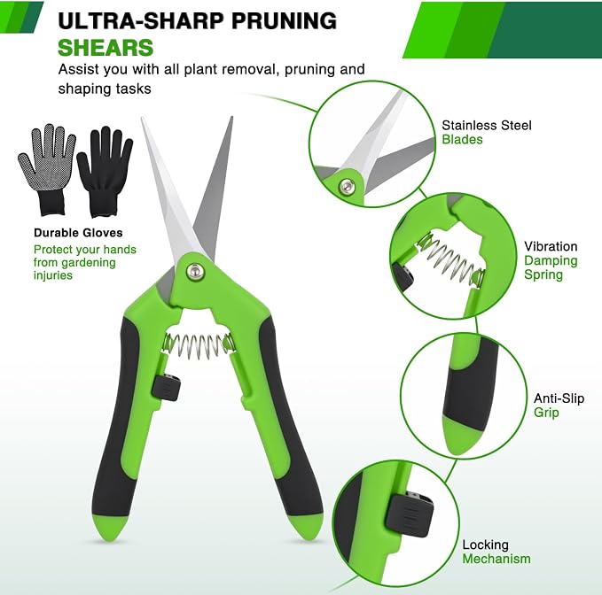 Yesker 8 Layer Herb Drying Rack Hanging Mesh Foldable Plant Drying Racks 24" w Green Zipper Pruning Shears Gloves Dryer Hanging Rack for Herbs Seed Bud Fruit Clothes Grow Tent Closets Garden Outdoor | 24" w Green Zipper Pruning Shears Gloves Dryer Hang...