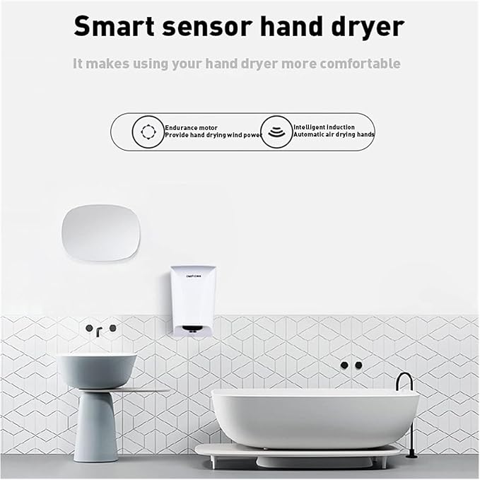 Commercial Hand Dryer, Compact Hand Dryer, High Speed Wind Quick Dryers Machine for Toilet Smart Induction Sensor Hand Dryers(Silver)