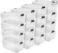 Sterilite 16-Pack Ultra Latching Box, Storage Bins with Lids, Clear Plastic, 116 Quart - Heavy-Duty Organizing Containers for Closet, Bathroom, and Office