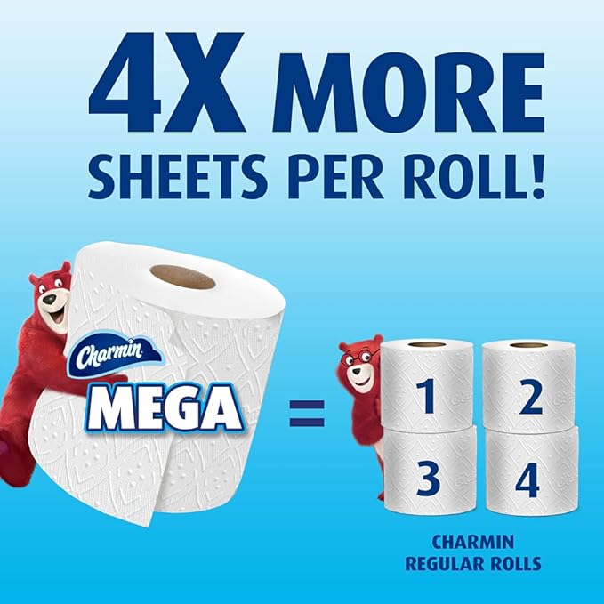 Charmin Ultra Strong Toilet Paper, 12 Mega Rolls = 48 Regular Rolls, 12 Count