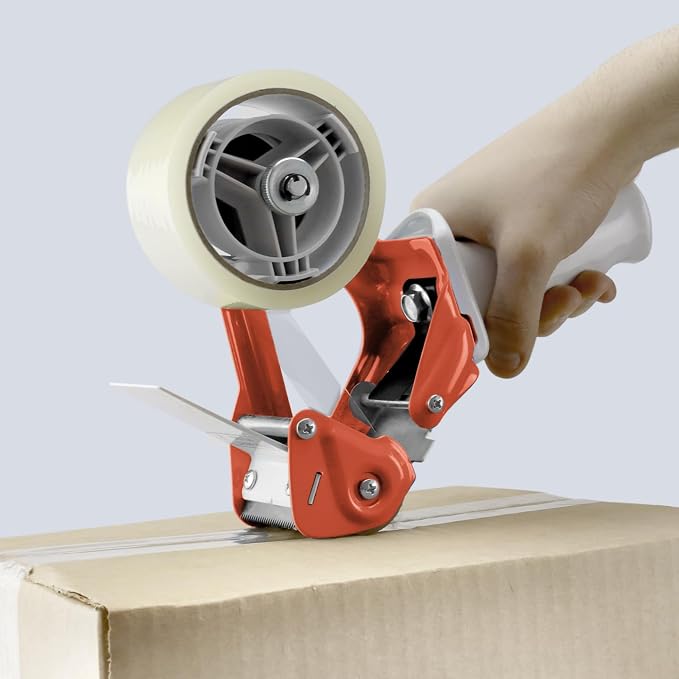 TAPEWELL Heavy Duty Metal Frame Packing Tape Dispenser Gun, 3 inch, Orange | Packing Tape Refills For Dispenser, Shipping Tape For Packing, Moving, Home & Office Use