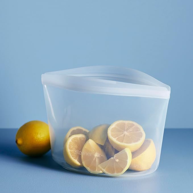 Stasher Premium Reusable Silicone Food Storage Bowl, Clear, 6-Cup | Food-Safe Silicone, Freezer, Sous Vide, Microwave, Dishwasher, Oven Safe, Meal Prep, Lunch Container, BPA-Free, Eco-Friendly