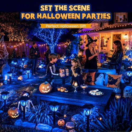 GIGALUMI Solar Halloween Lights Outdoor Decor, Solar Pathway Lights 8 Pack