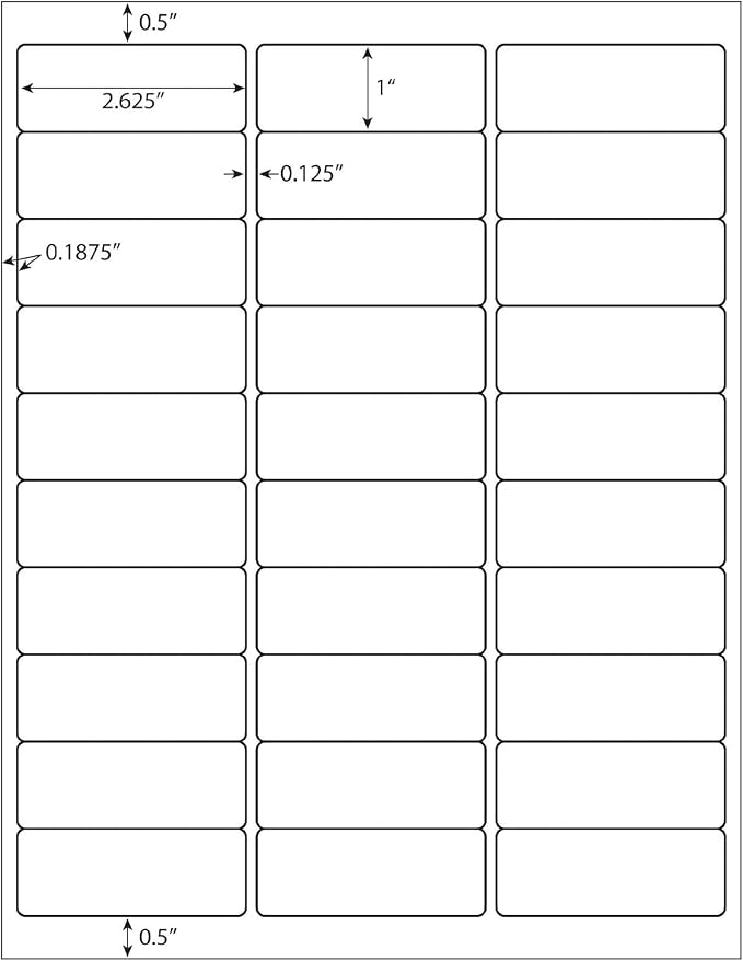 9527 Product 30 up Sticker Labels 1 x 2-5/8 FBA Shipping Address Labels SKU Labels for Laser/Ink Jet Printer, 30 Sheets Total 900 Labels