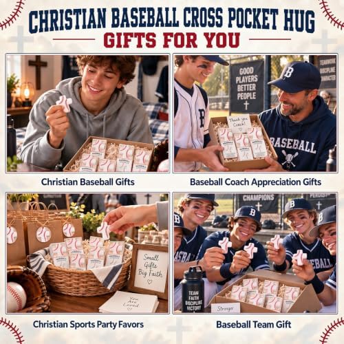 30 Sets Christian Encouragement Gifts Baseball Pocket Cross with Boxes