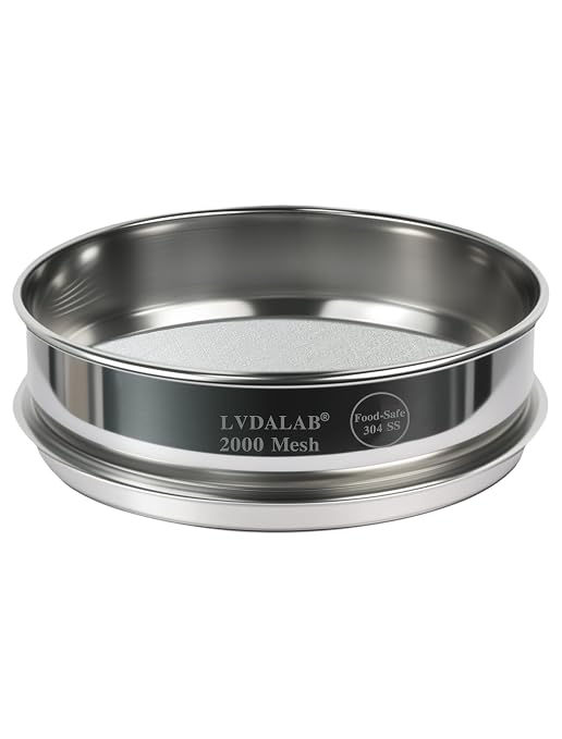 All 304 Stainless Steel 2000 Mesh Test Sieve (0.0025mm Aperture), 8 Inch/20cm Diameter, Ultra Fine Micron Filter, Lab Analysis Sifter for Nano-Level Particles