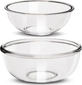 Large Borosilicate Glass Mixing Bowls, Set of 2 (6.4QT, 3.7QT) - Heavy-Duty, Stackable & Lead-Free. Oven, Microwave, Dishwasher & Freezer Safe. Ideal for Sourdough, Baking, Prepping, Serving.