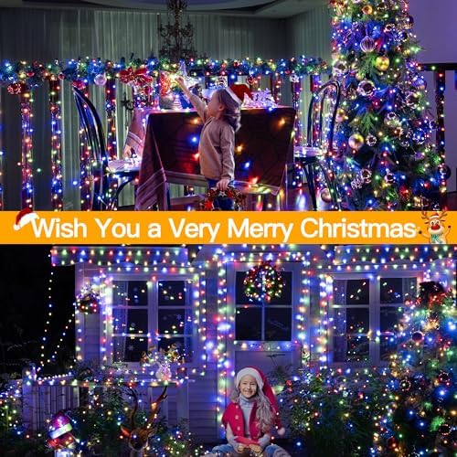 Ollny Christmas Lights 1000 LED 330 FT, IP67 Waterproof Plug in Christmas Tree Lights with Remote, 8 Modes, 3 Timers, Dimmable, House Xmas Indoor Decorations Outdoor Christmas Lights (Multicolored)