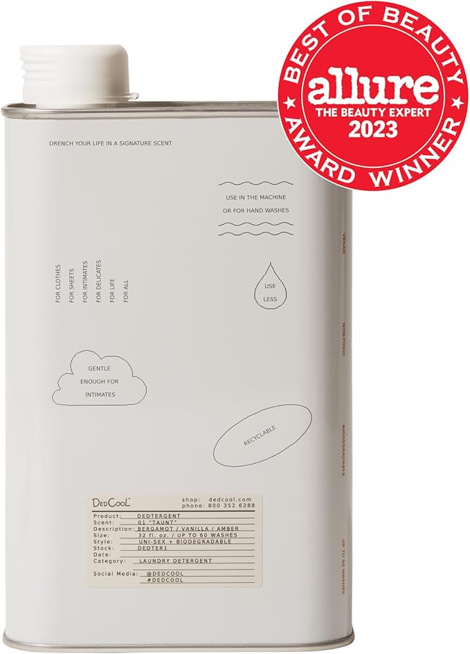 DedCool Liquid Laundry Detergent in 01 Taunt | Luxurious Scent | Stain-Removing Formula | Infused with Natural Essential Oils | Non-Toxic | Up to 60 Washes | 32 fl oz