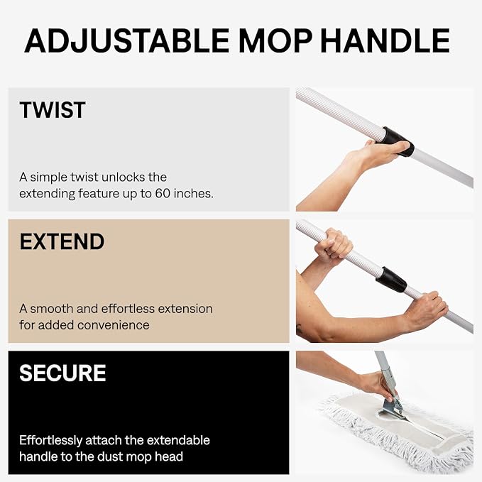 48 Inch Blue Commercial Dust Mop & Floor Sweeper with Extendable Handle – Mop for Hardwood, Tile, and Concrete Floor Cleaning