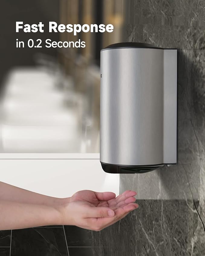 AIKE Air Focus Compact Hand Dryer UL Listed 120V 1350W Brush Stainless Steel Finish