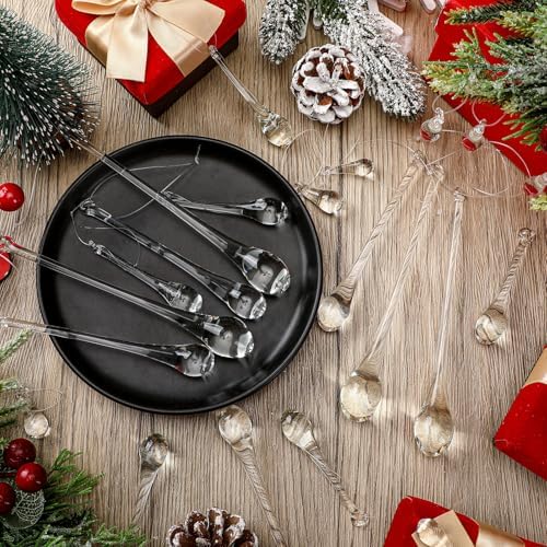 22 Pcs Crystal Glass Teardrop Christmas Ornaments, 4 Medium Size