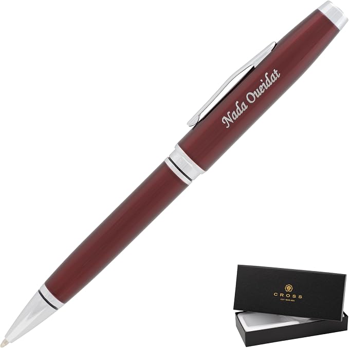 Cross Coventry Engraved Ballpoint Pen, Red Lacquer with Chrome Trim, Twist Action, Personalized Gift for Graduation, New Job, Career Advancement, Birthdays, Cross Gift Box Included