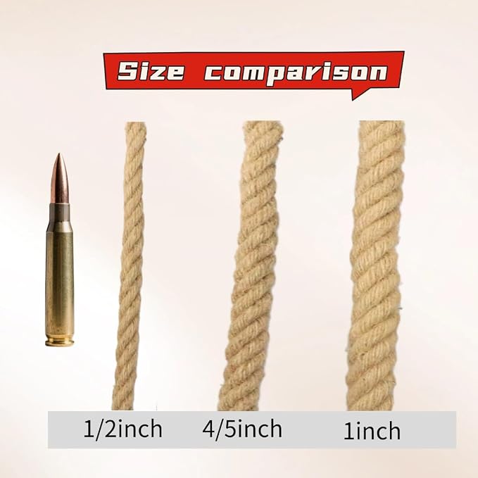 Jute Rope (1/2inchX 50ft) Twisted Hemp Rope for Crafts， Landscaping, Home Décor, and Gardening, Strong and Durable,Suitable for Indoor and Outdoor use