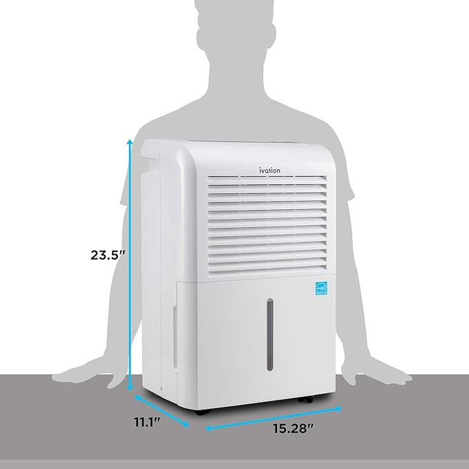 Ivation 4,500 Sq Ft Smart Wi-Fi Energy Star Dehumidifier with App, Continuous Drain Hose Connector, Programmable Humidity, 2.25 Gal Reservoir for Medium and Large Rooms (4,500 Sq Ft With Pump)