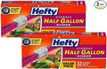 Hefty Slider Storage Bags, Half Gallon Size (32 Count (Pack of 2)