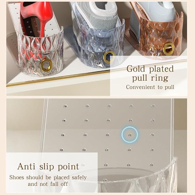 Shoe Slots Organizer, 15 Pack - Adjustable Shoe Stacker for Closet Storage, Clear Double Layer Space Saver, Durable and Stackable Shoe Holder for Sneakers Heels and Flat