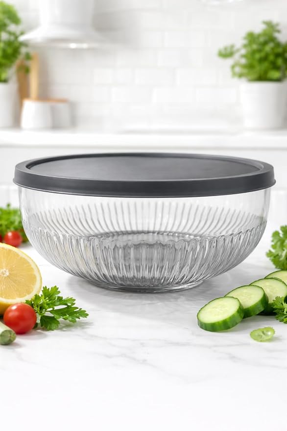 BOHEM'S 3 Pack Glass Bowls with Lids, Space-Saving Stackable Heavy Glass Food Storage Containers set with Lids, Meal Prep Containers With BPA-Free airtight Lids (4-6-11 cup) (30–50–88 oz)