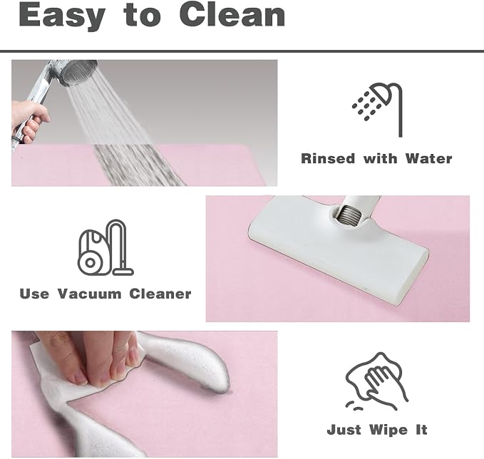 TYUU Toilet Rug, Thin Toilet Rugs U Shaped Washable Non Slip Absorbent Quick Dry Low Pile Toilet Mat, 20"x24" U Shape Pink