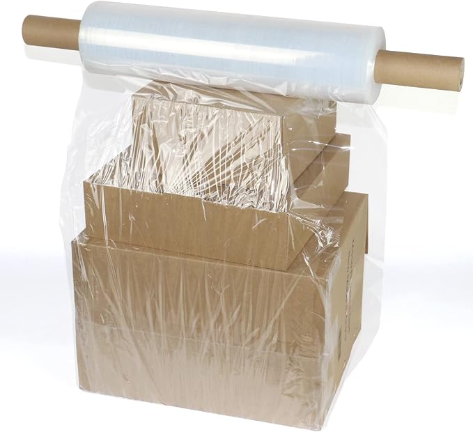 BOMEI PACK Stretch Film Wrap - Industrial Clear Plastic Stretch Wrap 1000 Feet 80 Gauge 4 Packs with Handle, Pallet Wrap for Packing, Moving Supplies, Packing Wrap Plastic Roll 15 Inches