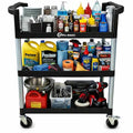 Simpli-Magic Rolling Utility Cart on Wheels, Heavy Duty Multi-Purpose Service Cart, Silver & Black, Garage, Warehouse & Commercial Use