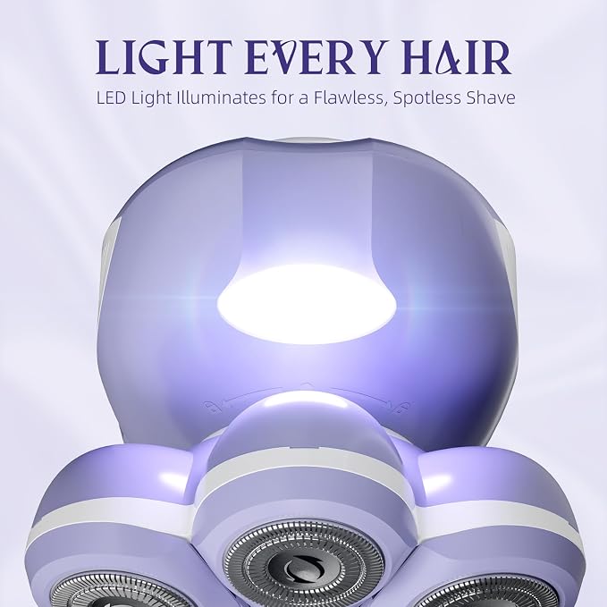 Electric Razors for Women Legs, Smooth Full-Body Electric Shaver | 7D 360° Silky-Smooth Shaver Heads, 5 Min Wide-Area Fast Body Grooming, Waterproof Wet & Dry Use, Light & Travel Cap, Violet