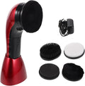 Electric Shoe Polisher Kit 710 Red Dual Power with Replaceable Brush Heads | Fiber Sponge Plastic Build, Deep Cleansing for Canvas Shoes and Boots, Travel Office Use