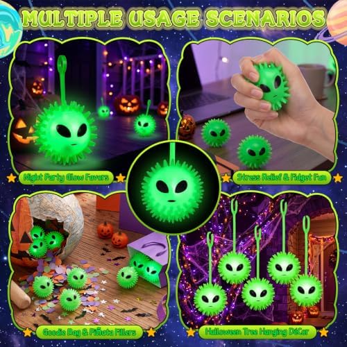 Sotiff 30 Pcs Alien Light-Up Stress Balls