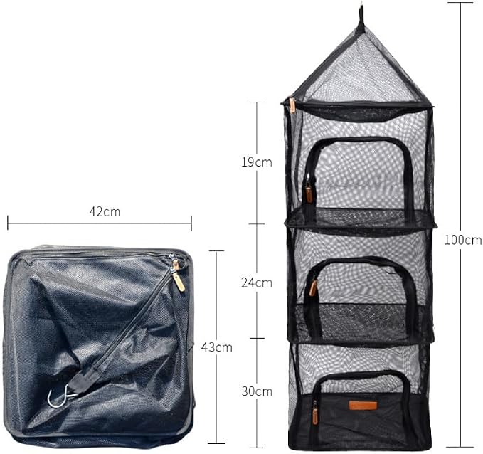 KOMBIUDA Outdoor Camping Bowl Storage Dryer Rack Drying Rack for Dishes Foldable Laundry Drying Mesh Net