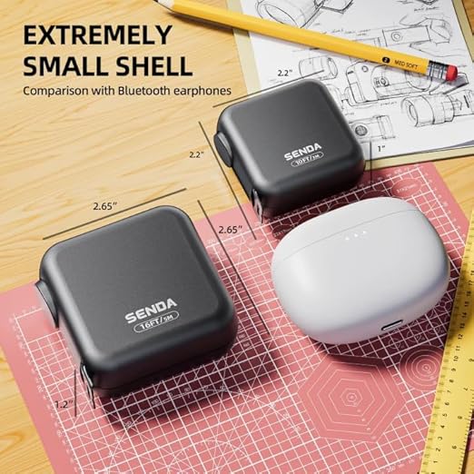 SENDA Self-Locking Tape Measure 10FT/3M, Compact Square Design Small Measuring Tape with High Rigidity, No Back Clip, Wear & Shock Resistant for Home, DIY, Industrial Use (10Ft)