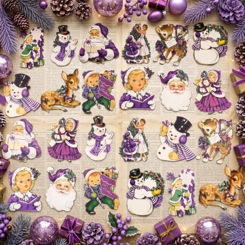 Huwena 36 Pcs Vintage Christmas Tree Ornaments, Classic, Purple