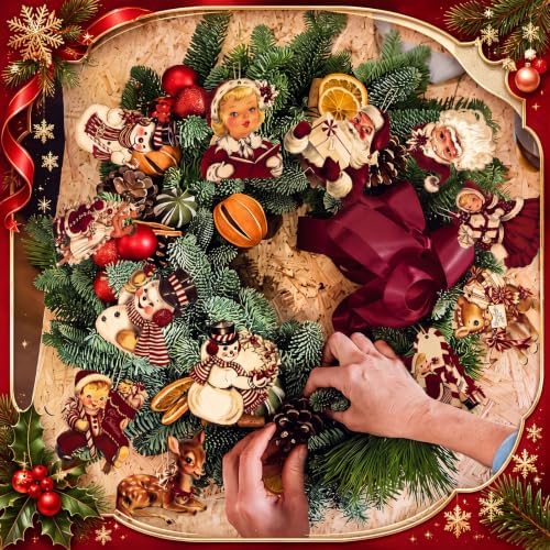 Huwena 36 Pcs Vintage Christmas Tree Ornaments, Classic, Burgundy