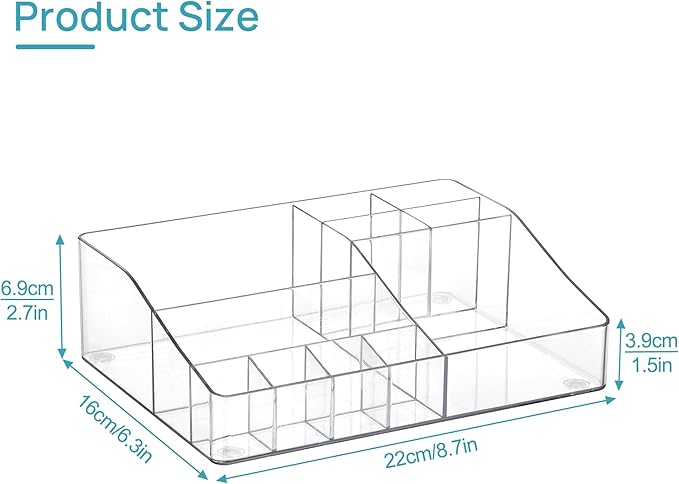 Vtopmart 1 Tier Clear Plastic Makeup Organizer with Drawer, Cosmetic Storage for Dresser Countertop and Bathroom Vanity, Beauty Holder for Lipstick Brush Skincare