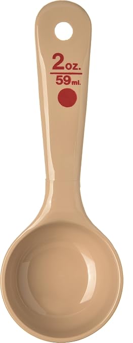 Carlisle FoodService Products Measure Miser Plastic Measuring Spoon with Short Handle, 2 Ounces, Beige, 1 Count (Pack of 2)