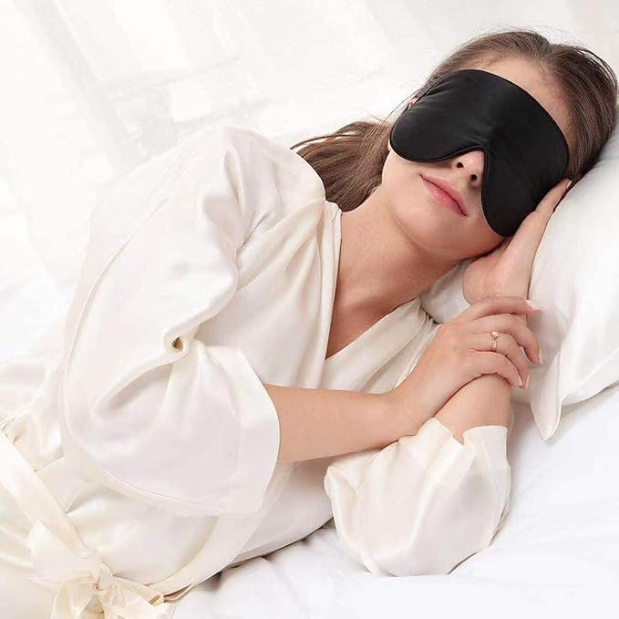 Alaska Bear Mulberry Silk Sleep Mask, Cool and Smooth (Original Black) | Genuine Organic Silk, For Sensitive Skin, Soft Filling, Lightweight, Flat Design
