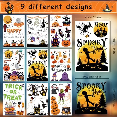 Halloween Party Decorations - Reusable Window Clings for Halloween Decorations Indoor Outdoor | Pumpkin Ghost Static Window Decor Stickers for Office Party Favors Supplies Crafts Gifts Toys for Kids