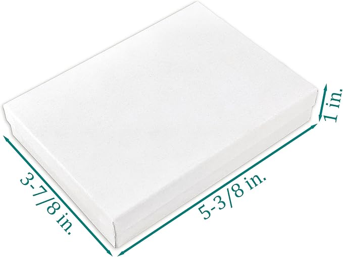 TheDisplayGuys - 100-Pack #53 Cotton Filled Cardboard Paper Jewelry Boxes Gift Case - Matte White (5.4" x 3.9" x 1.0") - for Shipping or Storage